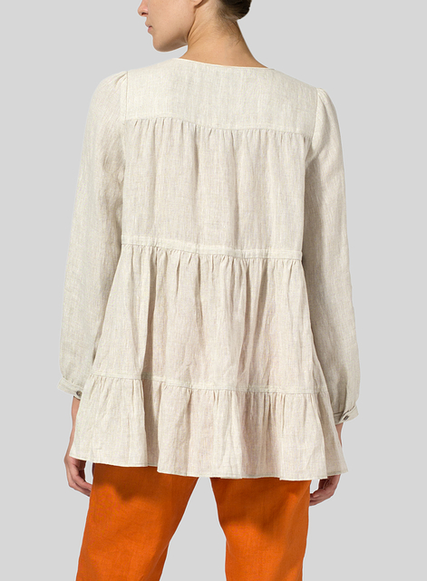 Linen Tiered Pullover Top