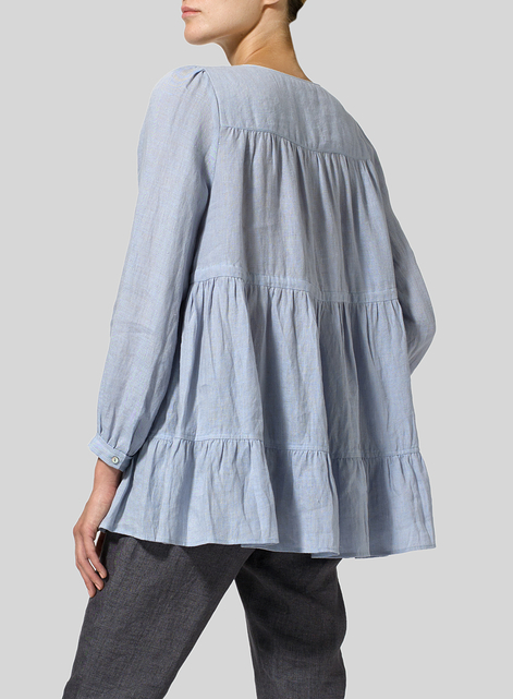 Linen Tiered Pullover Top