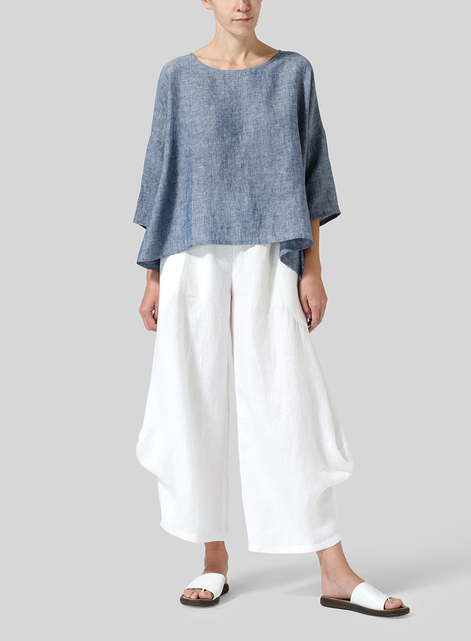 Linen Dropped Shoulder Top