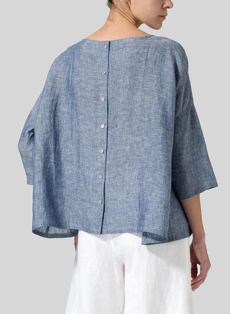 Linen Dropped Shoulder Top