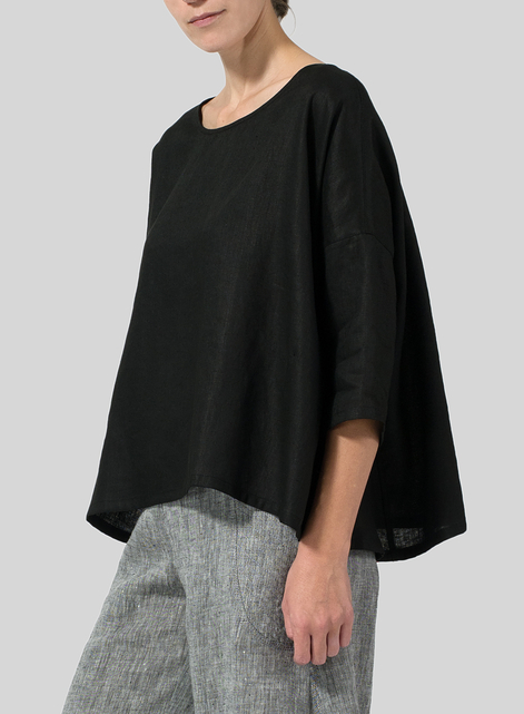 Linen Dropped Shoulder Top