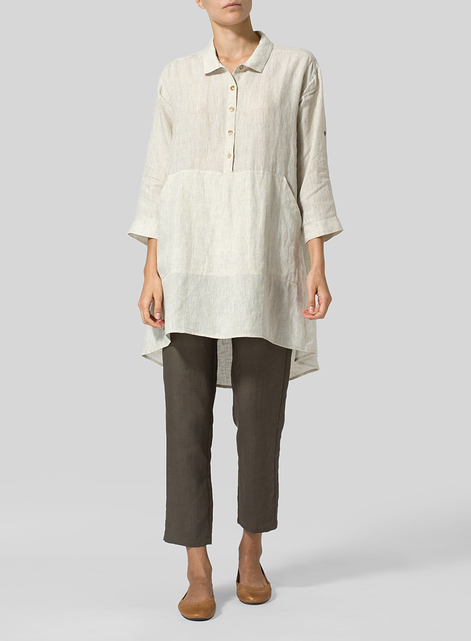 Linen Classic Collar A Shape Tunic