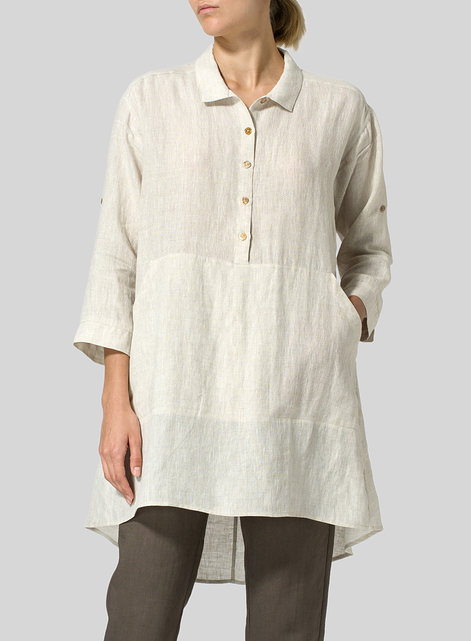 Linen Classic Collar A Shape Tunic