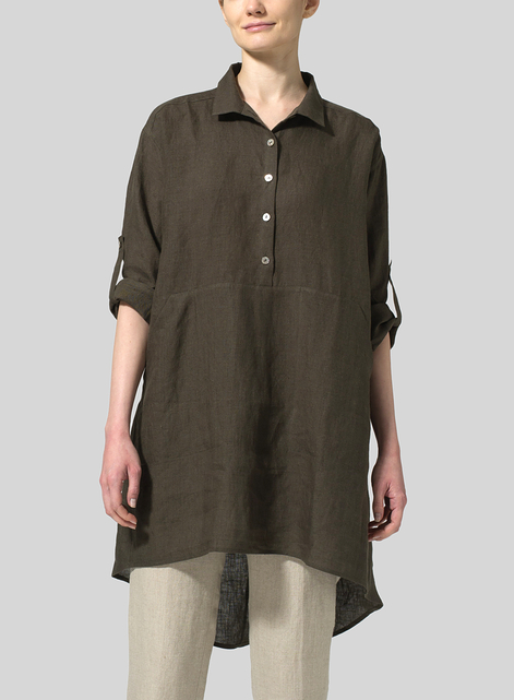 Linen Classic Collar A Shape Tunic