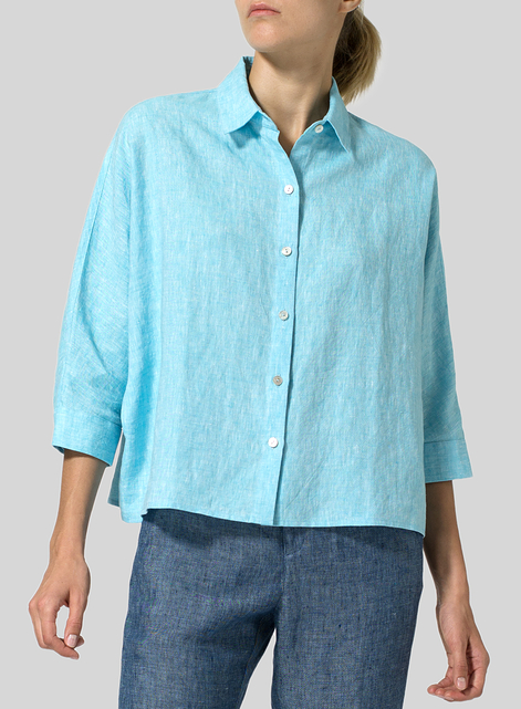 Linen Collar Boxy Top