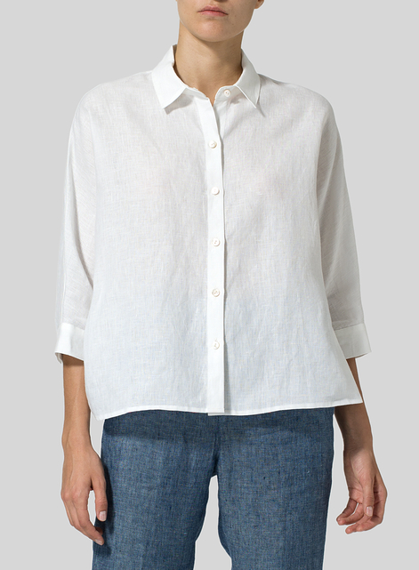 Linen Collar Boxy Top