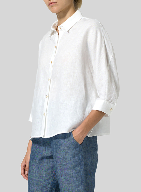 Linen Collar Boxy Top