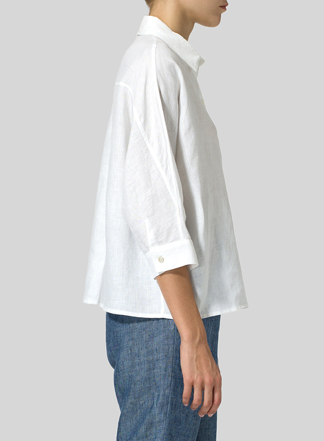 Linen Collar Boxy Top