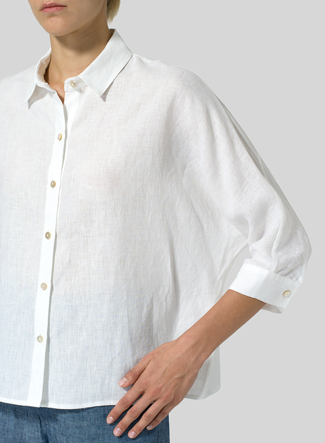 Linen Collar Boxy Top