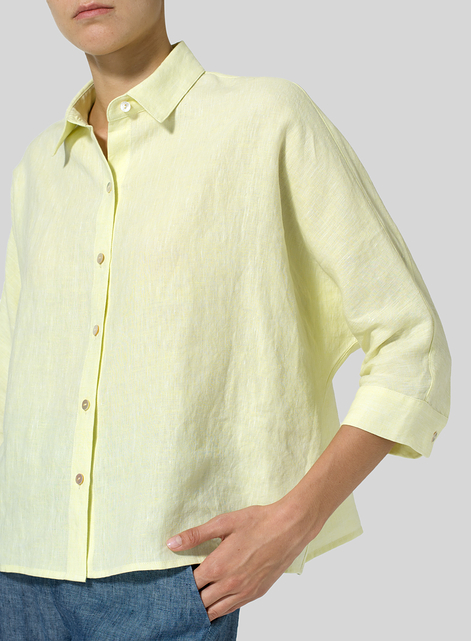 Linen Collar Boxy Top