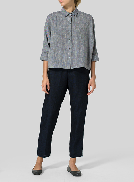 Linen Collar Boxy Top