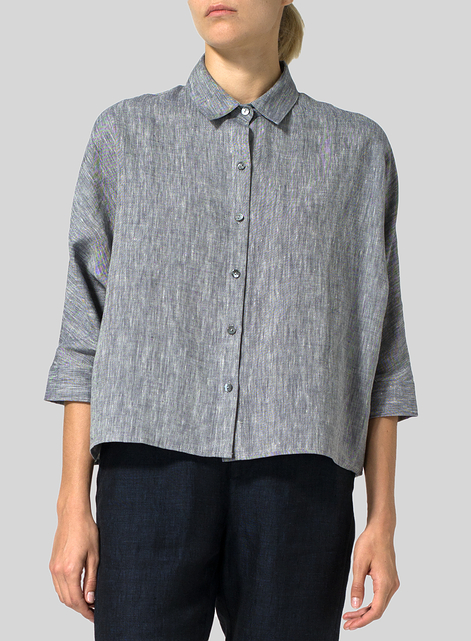 Linen Collar Boxy Top