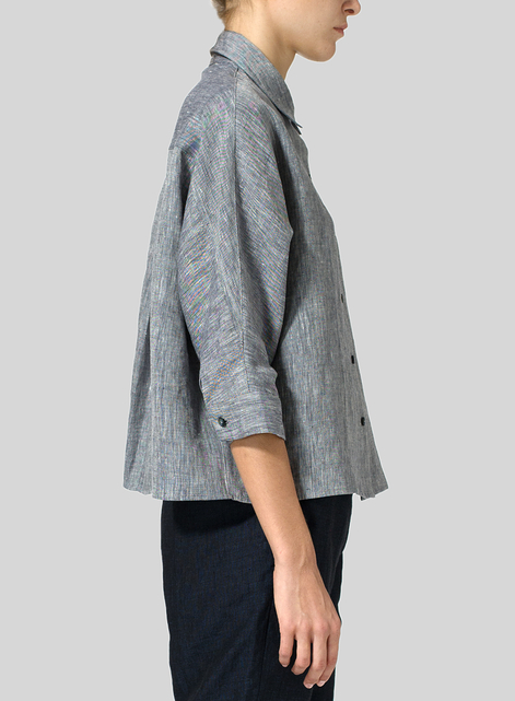 Linen Collar Boxy Top