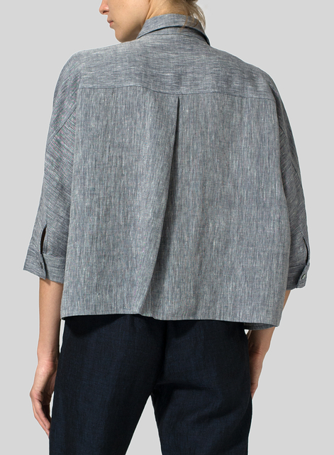 Linen Collar Boxy Top