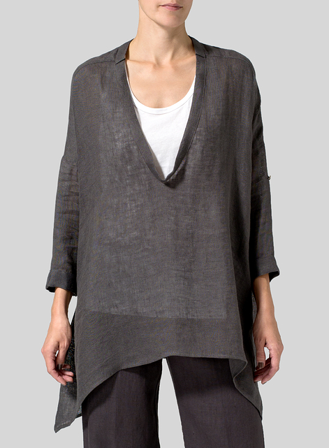 Linen Loose Delicate Deep V-neck Overtop