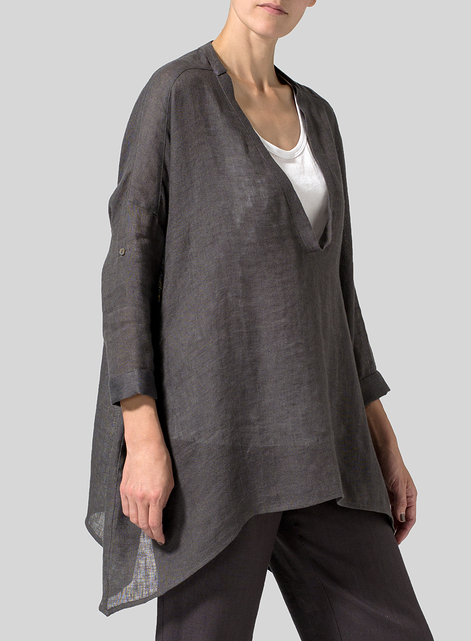 Linen Loose Delicate Deep V-neck Overtop