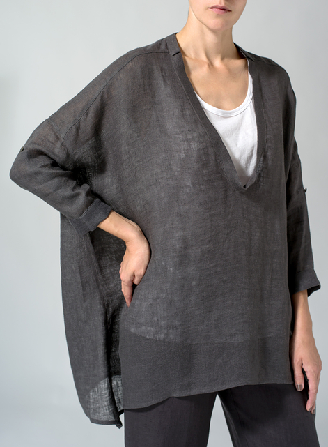 Linen Loose Delicate Deep V-neck Overtop