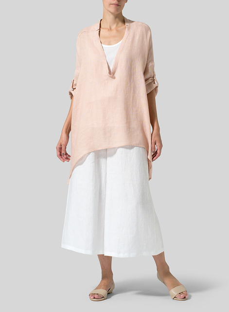 Linen Loose Delicate Deep V-neck Overtop