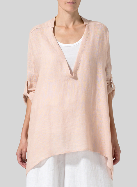 Linen Loose Delicate Deep V-neck Overtop