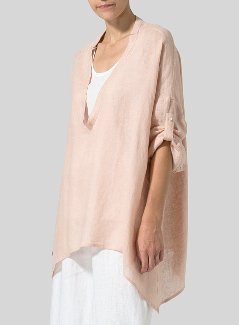 Linen Loose Delicate Deep V-neck Overtop