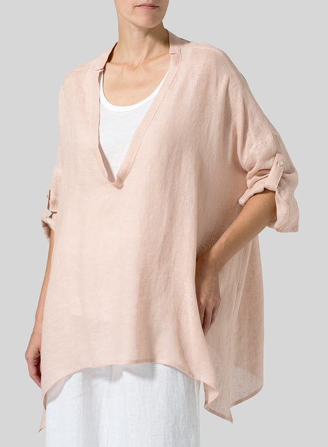 Linen Loose Delicate Deep V-neck Overtop