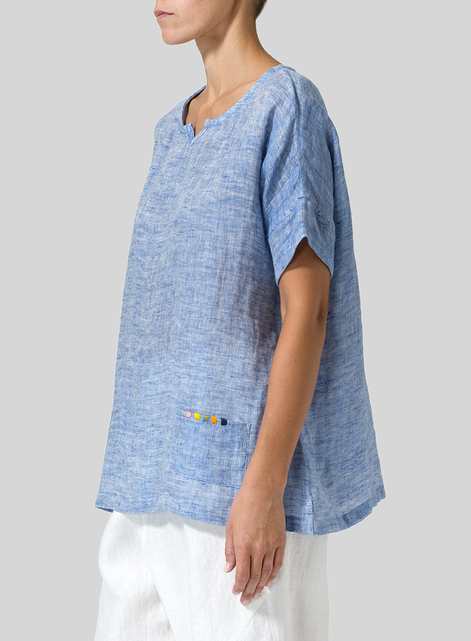 Linen Doublecloth Short Sleeve Top