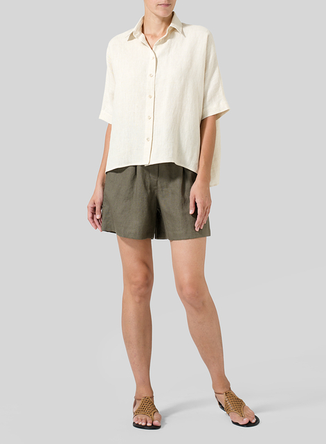 Linen Boxy Sleeves Shirt