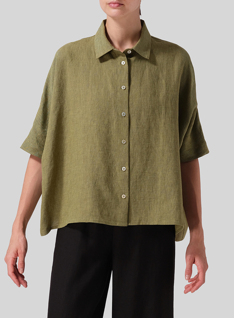 Linen Boxy Sleeves Shirt