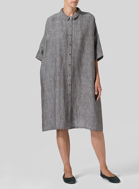 Linen Classic Collar Oversized Tunic