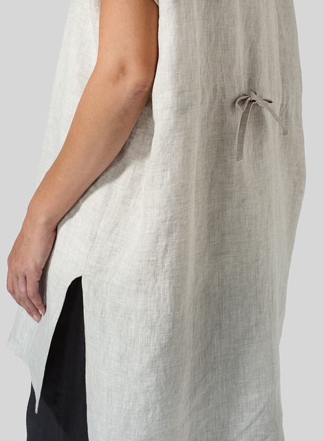 Linen Short Sleeve Deep V-Neck Tunic