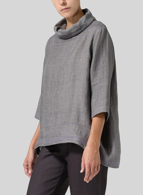 Linen Cowl Neck Top