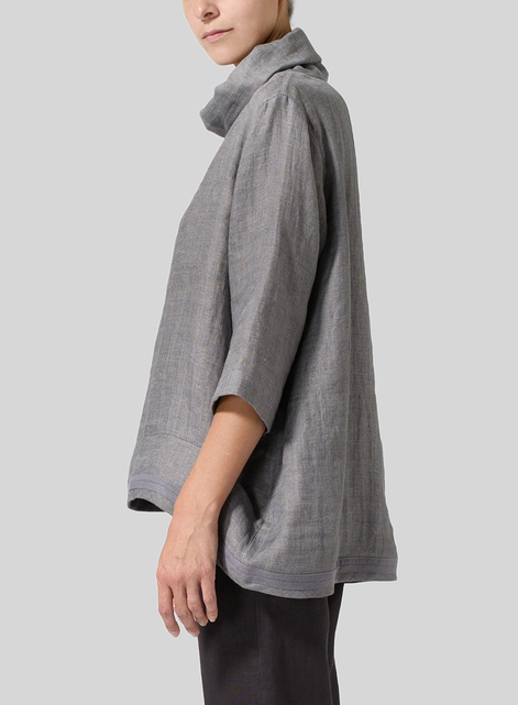 Linen Cowl Neck Top