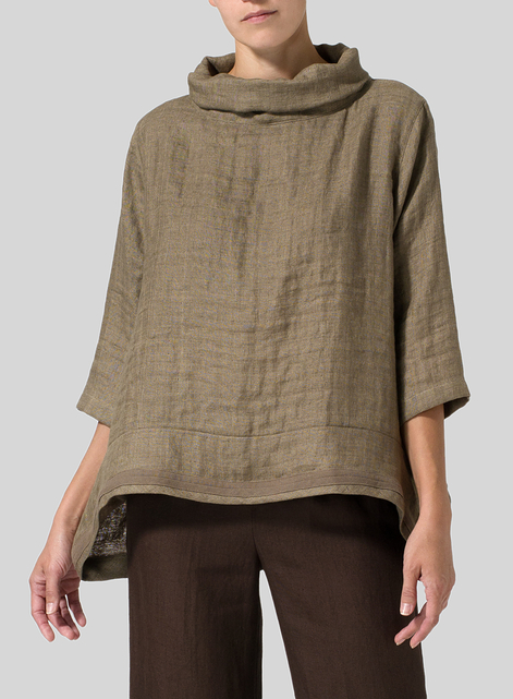 Linen Cowl Neck Top