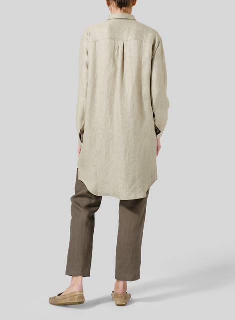 Linen Dropped Shoulder Long Blouse