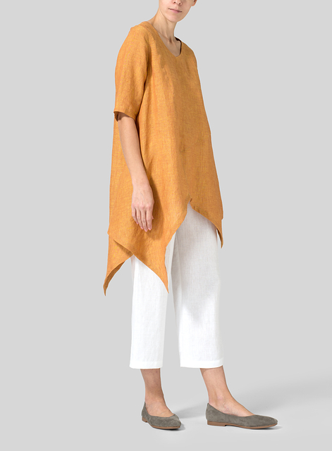 Linen Asymmetrical Hem Tunic