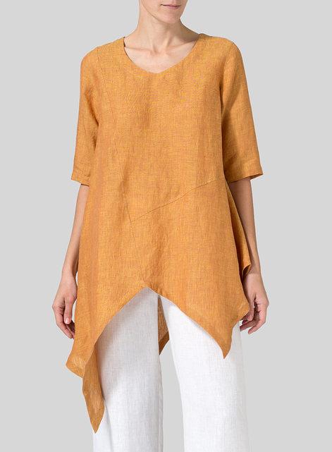 Linen Asymmetrical Hem Tunic