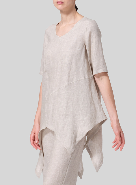 Linen Asymmetrical Hem Tunic