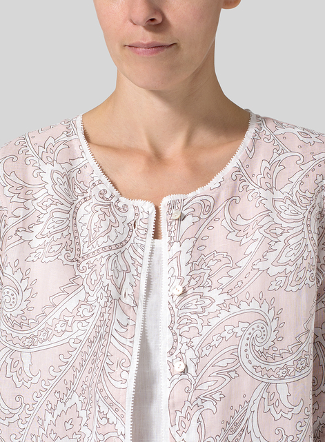 Lightweight Linen Embroidered Hemline Top