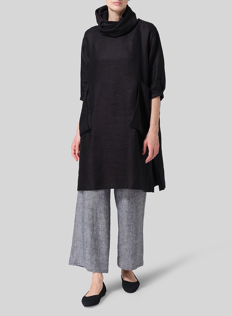 Heavy Linen Cowl Neck Oversized Tunic