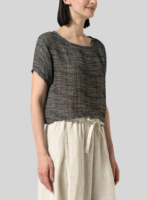 Gauze Linen Cap Sleeves Top