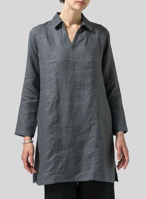 Linen L/Sleeves V-Neck Tunic