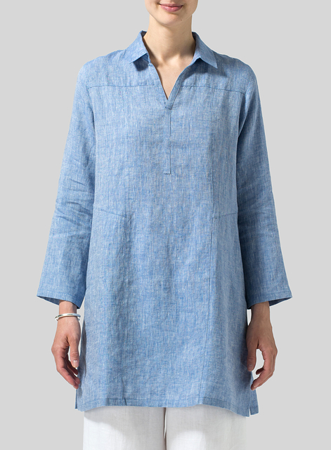 Linen L/Sleeves V-Neck Tunic