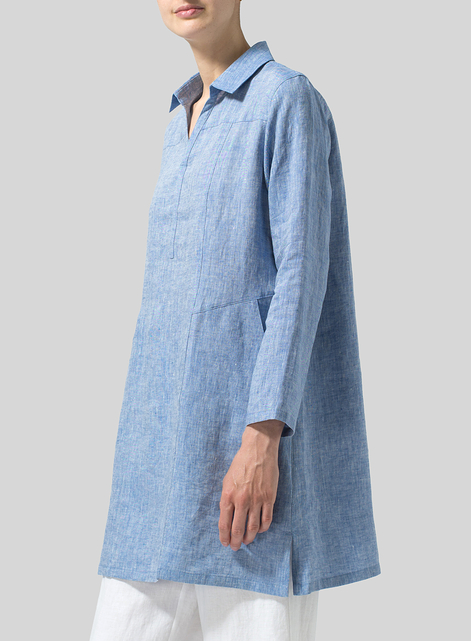 Linen L/Sleeves V-Neck Tunic