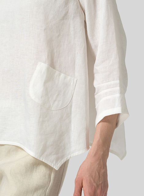 Linen Round Neck 3/4 Sleeve Top