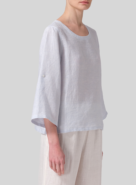 Linen Relaxed Fit Boat Neck Top