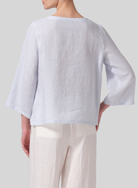 Linen Relaxed Fit Boat Neck Top