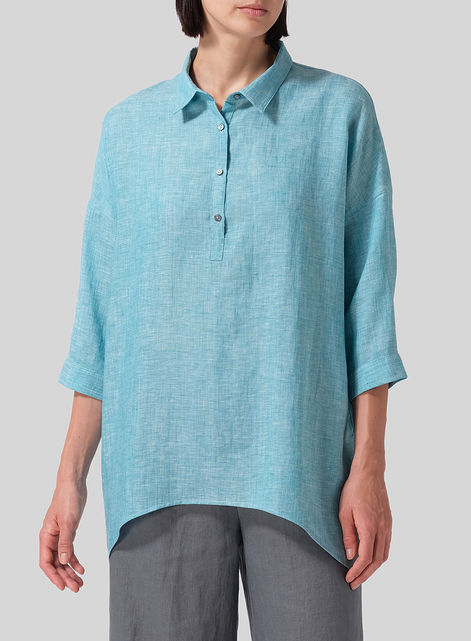 Linen Oversized Straight-Cut Shirt