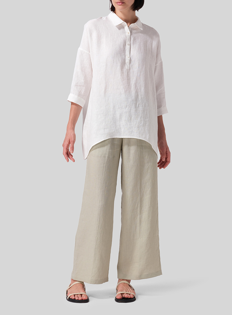 Linen Oversized Straight-Cut Shirt