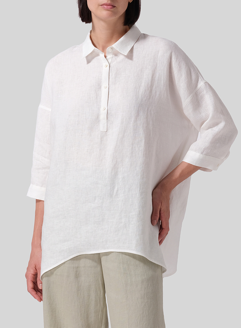 Linen Oversized Straight-Cut Shirt