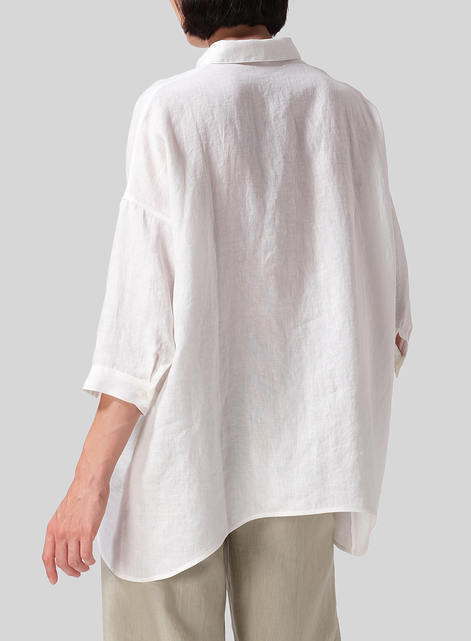 Linen Oversized Straight-Cut Shirt